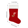 18 Inch Large Monogram Stocking Red Christmas Initial Letter J Cable Knit Stockings with White Cuffs Cute Xmas Alphabet Decorations for Home Family Fireplace Hanging Gifts DIY Decor