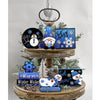 Winter Tiered Tray Decor, Christmas Snowman Tray Decorations Set, Blue Snowflake Wooden Signs, Warm Winter Home Decor for Tabletop Shelf  Party Holiday