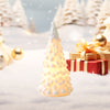 White Ceramic Christmas Trees, Light Up Porcelain Christmas Tree, Matte White Small Xmas Tree with Lights, Tabletop Tree Figurines for Modern Home Decoration