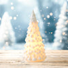 White Ceramic Christmas Trees, Light Up Porcelain Christmas Tree, Matte White Small Xmas Tree with Lights, Tabletop Tree Figurines for Modern Home Decoration
