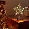 Christmas Star Tree Topper with LED Lights, Battery Operated 7.87 Inch Metal Hollow Design, Easy-to-Install Christmas Tree Decorations for Holiday and Christmas Home Décor, Silver