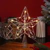 Christmas Star Tree Topper with LED Lights, Battery Operated 7.87 Inch Metal Hollow Design, Easy-to-Install Christmas Tree Decorations for Holiday and Christmas Home Décor, Silver