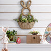 Bunny Basket Hanging Wall Pocket Spring Decor, Hand Woven Wicker Easter Bunny Wall Basket, Hanging Wicker Baskets for Wall, Unlined Baskets Makes Decorate for Flowers, Easter Eggs, Gifts