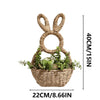 Bunny Basket Hanging Wall Pocket Spring Decor, Hand Woven Wicker Easter Bunny Wall Basket, Hanging Wicker Baskets for Wall, Unlined Baskets Makes Decorate for Flowers, Easter Eggs, Gifts