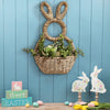 Bunny Basket Hanging Wall Pocket Spring Decor, Hand Woven Wicker Easter Bunny Wall Basket, Hanging Wicker Baskets for Wall, Unlined Baskets Makes Decorate for Flowers, Easter Eggs, Gifts