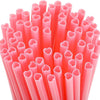50pcs Pink Heart Shaped Straws, Disposable Drinking Plastic Straws for Valentines day/Wedding/Birthday Party/Cocktail/Bridal Shower Decor/Princess Party/Pastel Theme