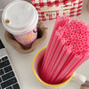 50pcs Pink Heart Shaped Straws, Disposable Drinking Plastic Straws for Valentines day/Wedding/Birthday Party/Cocktail/Bridal Shower Decor/Princess Party/Pastel Theme