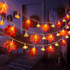 Maple Leaf Pumpkin Lantern String Halloween Pumpkin Decorative Lantern String Thanksgiving Maple Leaf Lantern