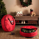 Double-Layer PVC Round Wreath Storage Stand Bag, Sturdy Frame with Zippered Closure Design, Large Storage Container for Garlands and Christmas Gift Items