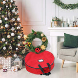 Double-Layer PVC Round Wreath Storage Stand Bag, Sturdy Frame with Zippered Closure Design, Large Storage Container for Garlands and Christmas Gift Items