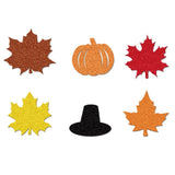 Fall Glitter Table Confetti, Maple Leaf Pumpkin Pilgrim Hat Scatter for Thanksgiving Harvest Party Table Diy Crafts Home Decor, 100Pcs Gold