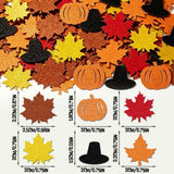 Fall Glitter Table Confetti, Maple Leaf Pumpkin Pilgrim Hat Scatter for Thanksgiving Harvest Party Table Diy Crafts Home Decor, 100Pcs Gold