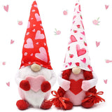 Valentine's Day Ornaments Set of 2, Handmade Swedish Decorative Ornaments Plush Scandinavian Santa Elf Home Table Decor Red