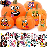 Halloween Pumpkin Decorating Craft Stickers: 32 Sheet in 16 Pattern Cute Scary Face Stickers for Kids Halloween Craft Party Favors Stickers for Kids Classroom Halloween Party Supplies Gifts