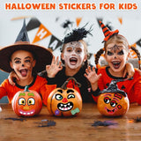 Halloween Pumpkin Decorating Craft Stickers: 32 Sheet in 16 Pattern Cute Scary Face Stickers for Kids Halloween Craft Party Favors Stickers for Kids Classroom Halloween Party Supplies Gifts