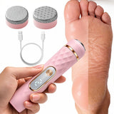 Electric Foot File, Automatic Callus Remover, Rechargeable Portable Pedicure Device with Replaceable Heads for Cracked Heels pink color