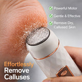 Electric Foot File, Automatic Callus Remover, Rechargeable Portable Pedicure Device with Replaceable Heads for Cracked Heels White