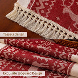 Table Runners 107 Inches,Elk Table Runner with Tassel Fringe,Christmas Table Runner for Party，Coffee Table, Festival