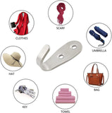 4Pcs,Coat Hooks, Stainless Steel Hook, Garage, Luggage Key Hook, Bathroom Kitchen Dining Room,Heavy Duty, (Silver)