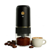 Black electric coffee grinder, automatic spice grinder, rechargeable, salt grinder, pepper grinder, adjustable coarseness, detachable design, kitchen tool.