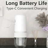 White electric coffee grinder, automatic spice grinder, rechargeable, salt grinder, pepper grinder, adjustable coarseness, detachable design, kitchen tool.