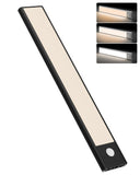 20cm black LED strip, wireless magnetic under-cabinet lighting, USB rechargeable, suitable for wardrobes, kitchens, and hallways.