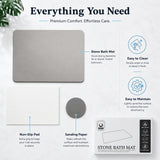 Light gray premium pure cotton bathroom mat, ultra-soft, absorbent, quick-drying bathroom rug, non-slip, washable bathroom mat(60cm*40cm)