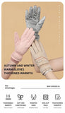 2 Pairs Thermal Gloves,Fleece Lined Lace - Beige