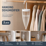 2 Pack White Umbrella Hanging Dehumidifier Boxes, Dual Freshness For Large Wardrobes, Scented Pad To Eliminate Musty Damp Clothing Odours