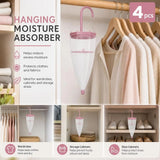 Four Pack Pink Umbrella Hanging Anti-Humidity Caddies, Multi-Zone Closet Makeover, Lovely Scent Eliminates All Damp Musty Odours