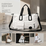 Spacious Lightweight Overnight Carry Bag, Workout & Casual Shoulder Hand Bag, White