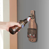 Wall Hanging Bottle Opener With Built‑in Cap Collector, Creative Bar Kitchen Decoration Beer Opener, Charcoal Finish, 2 Pieces, Christmas Halloween Household Bar Present
