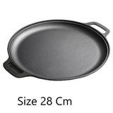 Thick Uncoated Cast Iron Flat Griddle With Twin Handles, Solid Iron Pan for Pancakes, Pork Chops & Outdoor Grilling, 28cm Griddle, Multi-Stove Compatible Cookware, Christmas & Halloween Gift for Home Cooks