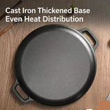 Thick Uncoated Cast Iron Flat Griddle With Twin Handles, Solid Iron Pan for Pancakes, Pork Chops & Outdoor Grilling, 28cm Griddle, Multi-Stove Compatible Cookware, Christmas & Halloween Gift for Home Cooks
