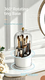 Rotatable Birdcage Vanity & Desktop Organiser, Dustproof Compartment Storage for Cosmetics, Stationery, Toothpaste, Knives, Forks & Spoons, Transparent Grey, 2 Pack, Christmas & Halloween Multi-scene Gift