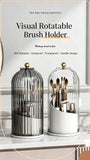 Rotatable Birdcage Vanity & Desktop Organiser, Dustproof Compartment Storage for Cosmetics, Stationery, Toothpaste, Knives, Forks & Spoons, Transparent Grey, 2 Pack, Christmas & Halloween Multi-scene Gift