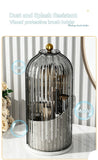Rotatable Birdcage Vanity & Desktop Organiser, Dustproof Compartment Storage for Cosmetics, Stationery, Toothpaste, Knives, Forks & Spoons, Transparent Grey, 2 Pack, Christmas & Halloween Multi-scene Gift
