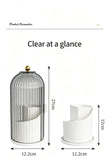 Rotatable Birdcage Vanity & Desktop Organiser, Dustproof Compartment Storage for Cosmetics, Stationery, Toothpaste, Knives, Forks & Spoons, Transparent Grey, 2 Pack, Christmas & Halloween Multi-scene Gift