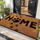 Anti-Skid Faux Coir Entrance Mat 45x75cm Cat Paw Print Washable Halloween Decor Mud Control for Front Door Home