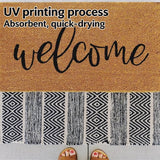 Anti-Skid Faux Coir Entrance Mat 45x75cm Cat Paw Print Washable Halloween Decor Mud Control for Front Door Home