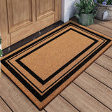 Geometric Border Print Faux Coir Door Mat 40x60cm Rectangle Frame Pattern Stain Resistant Entry Rug Halloween Porch Decor