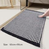 Tassel Woven Bath Mat, Black, 60×90cm