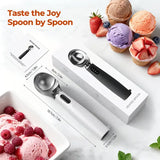 Rechargeable Smart Heated Ice Cream Scoop, 3 Temperature Settings for Quick Scooping, Zinc Alloy Head with Silicone Handle, Type-C Charging, Essential Home Dessert Tool./WHITE