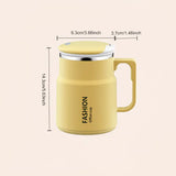 600ML Multi-Functional Mug, Three Drinking Modes: Direct Drink, Straw, Open Mouth, Bottom Storage for Folding Spoon, 304 Stainless Steel Inner Liner – A Must-Have Hydration Tool for Lazy People./Mango yellow