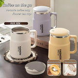 600ML Multi-Functional Mug, Three Drinking Modes: Direct Drink, Straw, Open Mouth, Bottom Storage for Folding Spoon, 304 Stainless Steel Inner Liner – A Must-Have Hydration Tool for Lazy People./Taro color