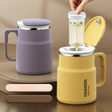 600ML Multi-Functional Mug, Three Drinking Modes: Direct Drink, Straw, Open Mouth, Bottom Storage for Folding Spoon, 304 Stainless Steel Inner Liner – A Must-Have Hydration Tool for Lazy People./WHITE