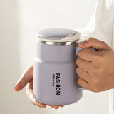 600ML Multi-Functional Mug, Three Drinking Modes: Direct Drink, Straw, Open Mouth, Bottom Storage for Folding Spoon, 304 Stainless Steel Inner Liner – A Must-Have Hydration Tool for Lazy People./WHITE