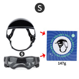 PP material pet helmet and goggles set, hard-shell impact protection, UV-blocking goggles, breathable and adjustable, lightweight 147g, perfect for walks, cycling, driving, and travel, DIY custom cool style.*black