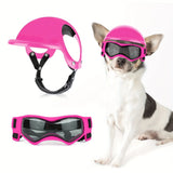 PP material pet helmet and goggles set, hard-shell impact protection, UV-blocking goggles, breathable and adjustable, lightweight 147g, perfect for walks, cycling, driving, and travel, DIY custom cool style.*black