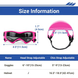 PP material pet helmet and goggles set, hard-shell impact protection, UV-blocking goggles, breathable and adjustable, lightweight 147g, perfect for walks, cycling, driving, and travel, DIY custom cool style.*black